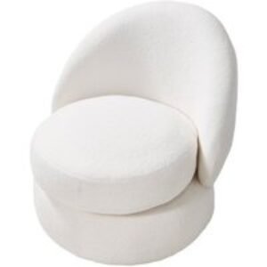 Chic Upholstered Swivel Chair - White Fleece Design | Wowcher