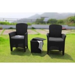 Ophelia 3-Piece Rattan Set with Cushioned High-Back Chairs | Wowcher