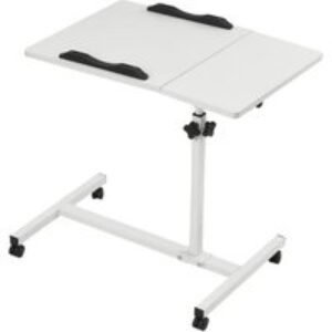 Height Adjustable Overbed Table Computer Desk with Wheels and Dual Panels | Wowcher
