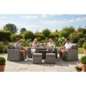 Royal Craft Paris 7-Seater Outdoor Sofa Dining Set with Rising Table | Wowcher