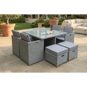 Royal Craft Paris 8-Seater Rattan Cube Set with Weatherproof Cushions and Table | Wowcher