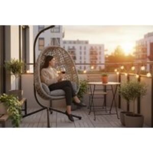 Luxury Folding Rattan Egg Swing Chair with Cushion & Weather Protection | Wowcher