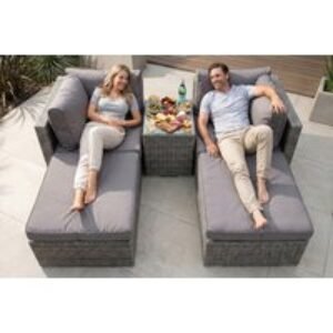 Paris 4-Seater Multi-Setting Relaxer Garden Furniture Set with Table & Footstools by Royal Craft | Wowcher