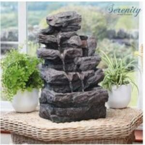 Serenity Rockfall Garden Ornament Water Feature - Indoor/Outdoor Patio Decor | Wowcher