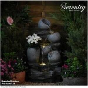 Serenity Cascading River Rock Pots Garden Water Feature - Durable Polyresin Outdoor Ornament | Wowcher