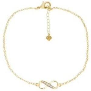 14K Gold Plated Infinity Anklet - Adjustable Crystal Charm Jewellery for Everyday & Occasion Wear | Wowcher