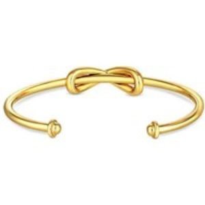 Gold Plated Infinity Cuff Bracelet - Modern Minimalist Adjustable Bangle