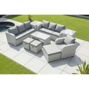 PRICE DROP! 10-Seater Rattan Outdoor Garden Furniture Set with Recliner & Coffee Table | Wowcher