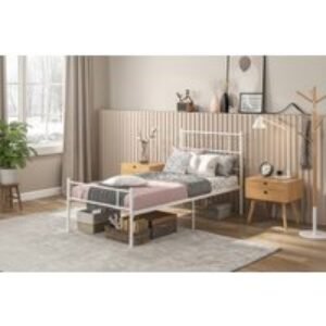 Elegant Single Metal Bed Frame with Headboard & Sturdy Base | Wowcher