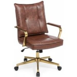 PU Upholstered Ergonomic Office Chair - Brown | Wowcher