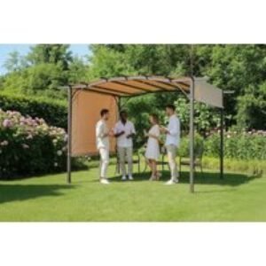 Royal Craft 2.75m x 3.66m San Remo Pergola Gazebo with Adjustable Canopy - Mocha | Wowcher