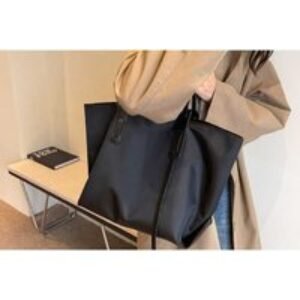Unisex Black Large Capacity Oxford Tote Laptop Shoulder Bag - Minimalist Work & Commute Handbag | Wowcher