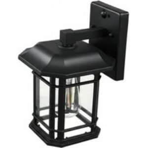 E27 Outdoor Waterproof Metal Wall Light with 3 Sensor Modes - Black | Wowcher