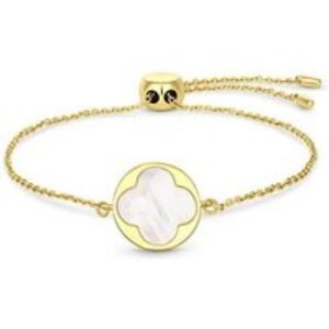 Gold Plated Pearl Clover Adjustable Bracelet - 21cm