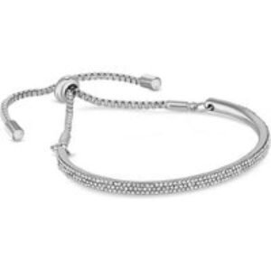 White Gold Adjustable Crystal Bracelet - Slider Clasp