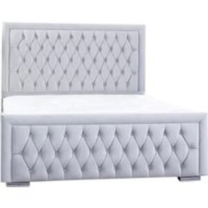 Elegant Silver Plush Hilton Bed Frame & Sturdy Base - Modern Design | Wowcher