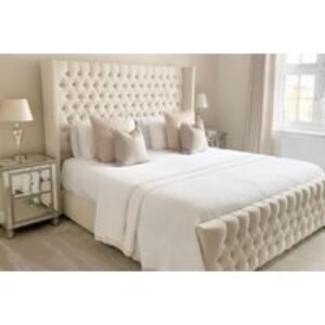 Elegant Cream Cannes Wingback Bed Frame - Robust