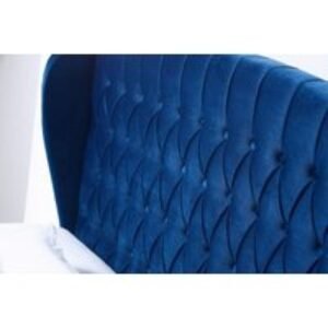Luxury Velvet Ottoman Storage Bed with Lift-Up Mechanism - Blue