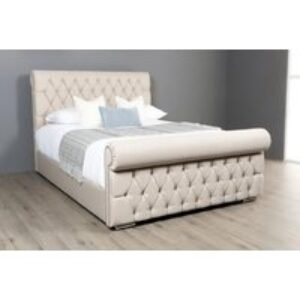 Buckingham Cream Sleigh Bed Frame with Storage - Elegant