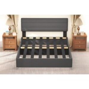 Modern Upholstered Platform Bed Frame with Adjustable Linen Headboard | Wowcher
