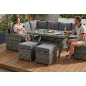Grey Rattan Effect 9 Seater Table and Sofa Set for Outdoors | Wowcher