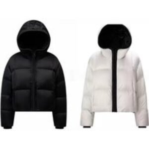 Fashionable Women's Short Hooded Puffer Jacket in Black or Off-White | Wowcher