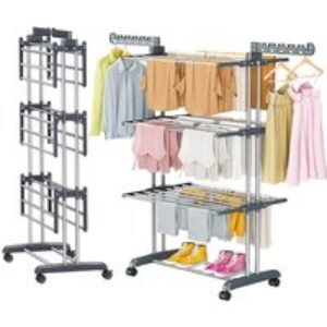 Superior XL Folding 4-Tier Drying Rack With 36 Extra Hooks & Shelf | Wowcher