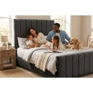 Panel Plush Upholstered Bed with Mattress and Bedding Bundle - Multiple Sizes & Colours | Wowcher