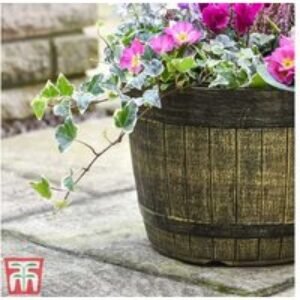 Weatherproof Whisky Barrel Garden Planter - Lightweight