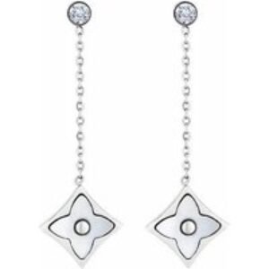 Rhodium Plated Silver Clover Drop Earrings - Crystal Embellished Studs | Wowcher