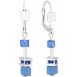 Silver Rhodium Plated Crystal Cube Drop Earrings - Blue Statement Dangles | Wowcher