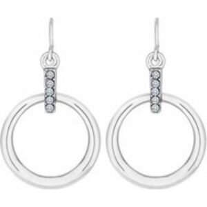 Diamond Style London Crystal Rhodium Horizon Drop Earrings - Silver-Tone