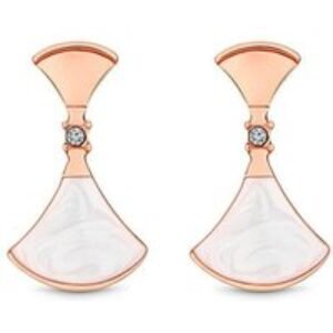 Rose Gold Plated Fan Pearl Stud Earrings - Crystal Embellished