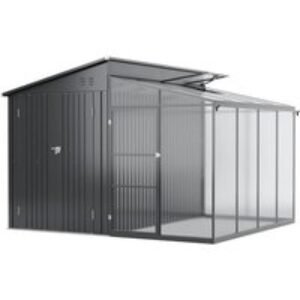 9.7x8.5ft 2 in 1 Outdoor Plastic Garden Storage Shed with Built-In Spacious Sunroom | Wowcher