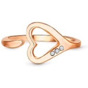 Diamond Style London Rose Gold Heart Crystal Ring - Stackable Statement Jewellery | Wowcher