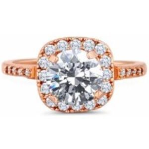 Rose Gold Plated Crystal Halo Statement Ring - Diamond Style London