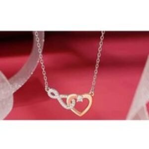 Rose Gold Heart Pendant Necklace - Adjustable Clavicle Chain