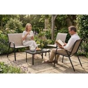 Versatile 4-Piece Outdoor Conversation Set - Modern Chairs & Table | Wowcher