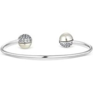 Rhodium Plated Pearl & Crystal Pendant Necklace - Elegant Statement Jewellery | Wowcher