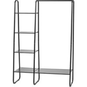 Freestanding Metal Garment Rack with Shelves - Black | Wowcher