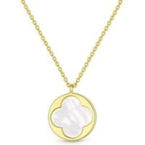 Gold Plated Pearl Clover Pendant Necklace - Adjustable Chain