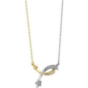 Gold & Rhodium Shooting Star Pendant Necklace with Crystal Accents - Adjustable Chain