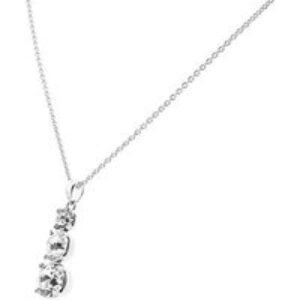 Diamond Style London Rhodium Plated Trio Crystal Pendant Necklace - Adjustable Silver Chain