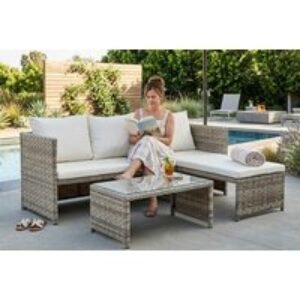 Grey Florence L-Shaped Outdoor Rattan Corner Sofa Set with Table | Wowcher