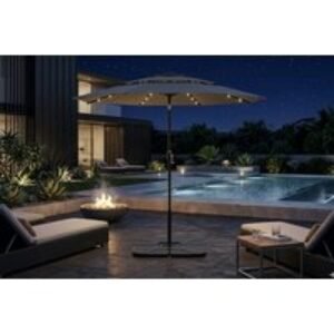 Durable 2.9m x 2.9m 3-Tier Patio Umbrella with Adjustable Tilt & HDPE Base | Wowcher