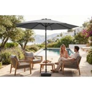 3m Large Patio Parasol with Fillable Base - Grey | Wowcher