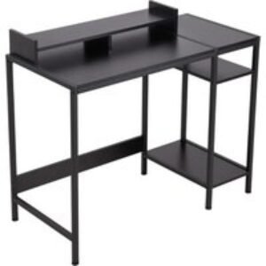 Ergonomic Office Desk with Monitor Stand & Storage Shelves | Wowcher