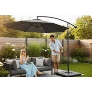 3M Large Banana Cantilever Patio Parasol for Outdoor Sunshade and Rain with Fillable Base on Wheels | Wowcher