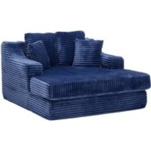 Corduroy Upholstered Chaise Lounge Sofa Bed with Cup Holder & Pillows - Blue or Green | Wowcher