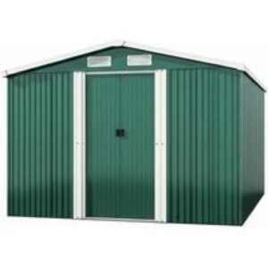 10x8ft Large Metal Garden Tool Storage Shed - Green Finish | Wowcher